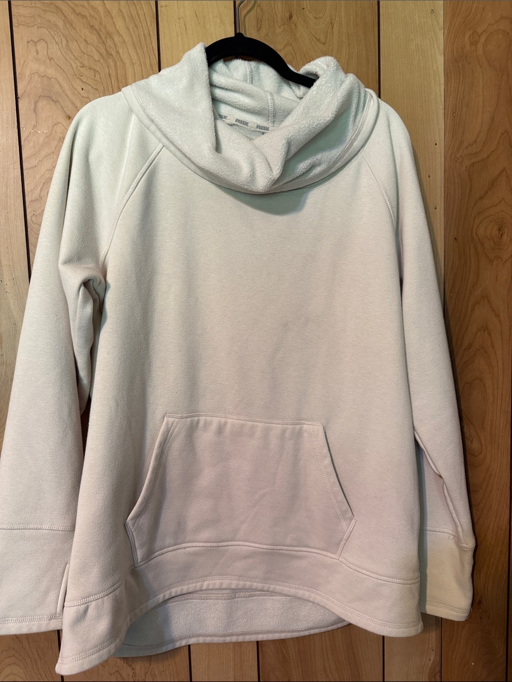 RBX Cream Funnel Neck Pullover with Kangaroo Pocket